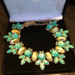 Turquoise and gold statement necklace